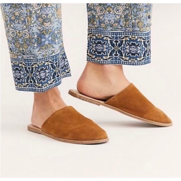 Free People Shoes - Free People Coronada Suede Slip-on Mules in Cognac Flats Slides Women 41 US 8.5